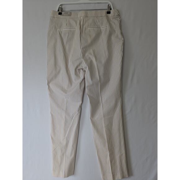 Chico's Pants Secret Stretch Striped Sand White Size 2 Womens Large Office‎ New - Picture 3 of 8
